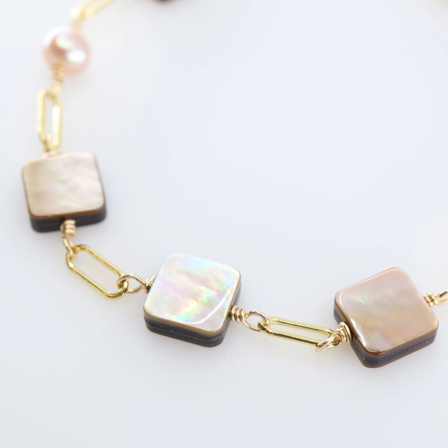 Mocha Abalone and  Pink Pearl Bracelet J.Mills Studio