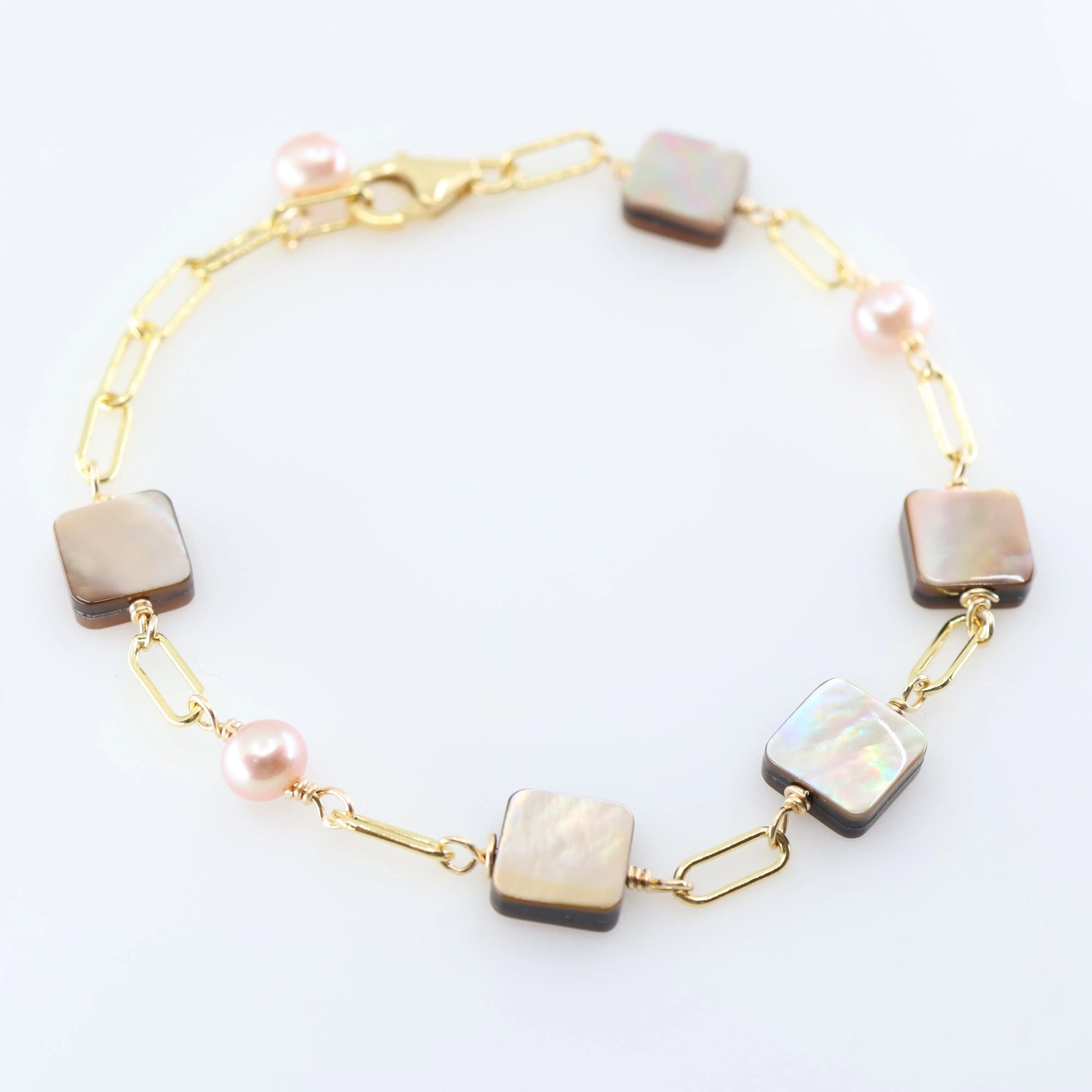 Mocha Abalone and  Pink Pearl Bracelet J.Mills Studio