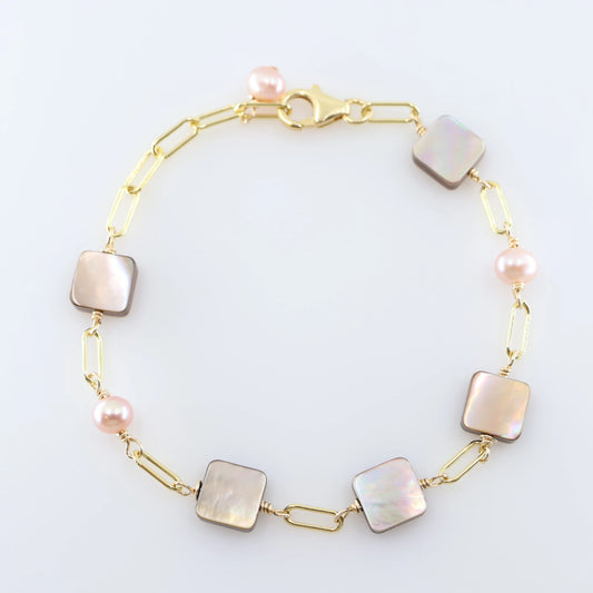 Mocha Abalone and  Pink Pearl Bracelet J.Mills Studio