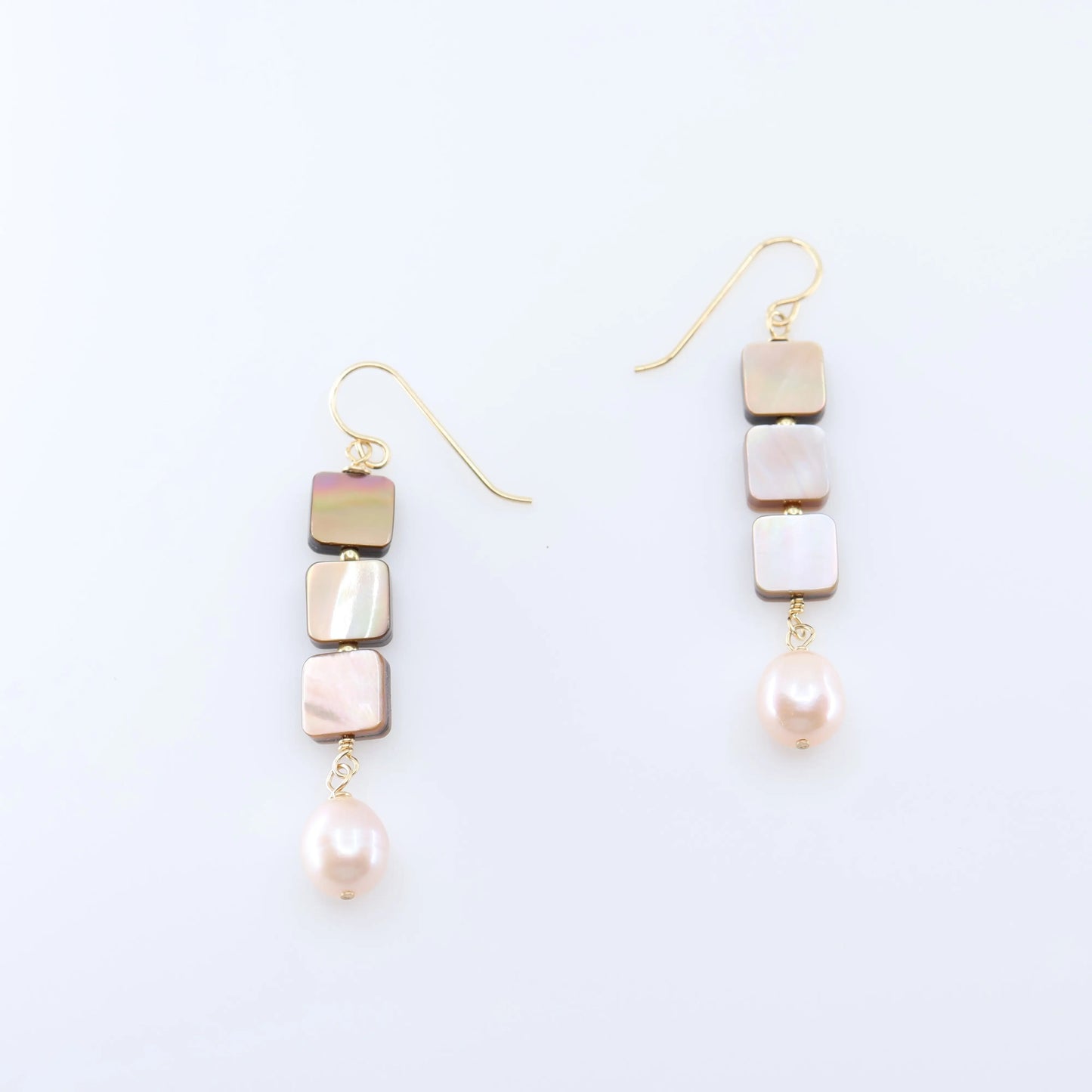 Triple Mocha Abalone and Pink Pearl Earrings J.Mills Studio