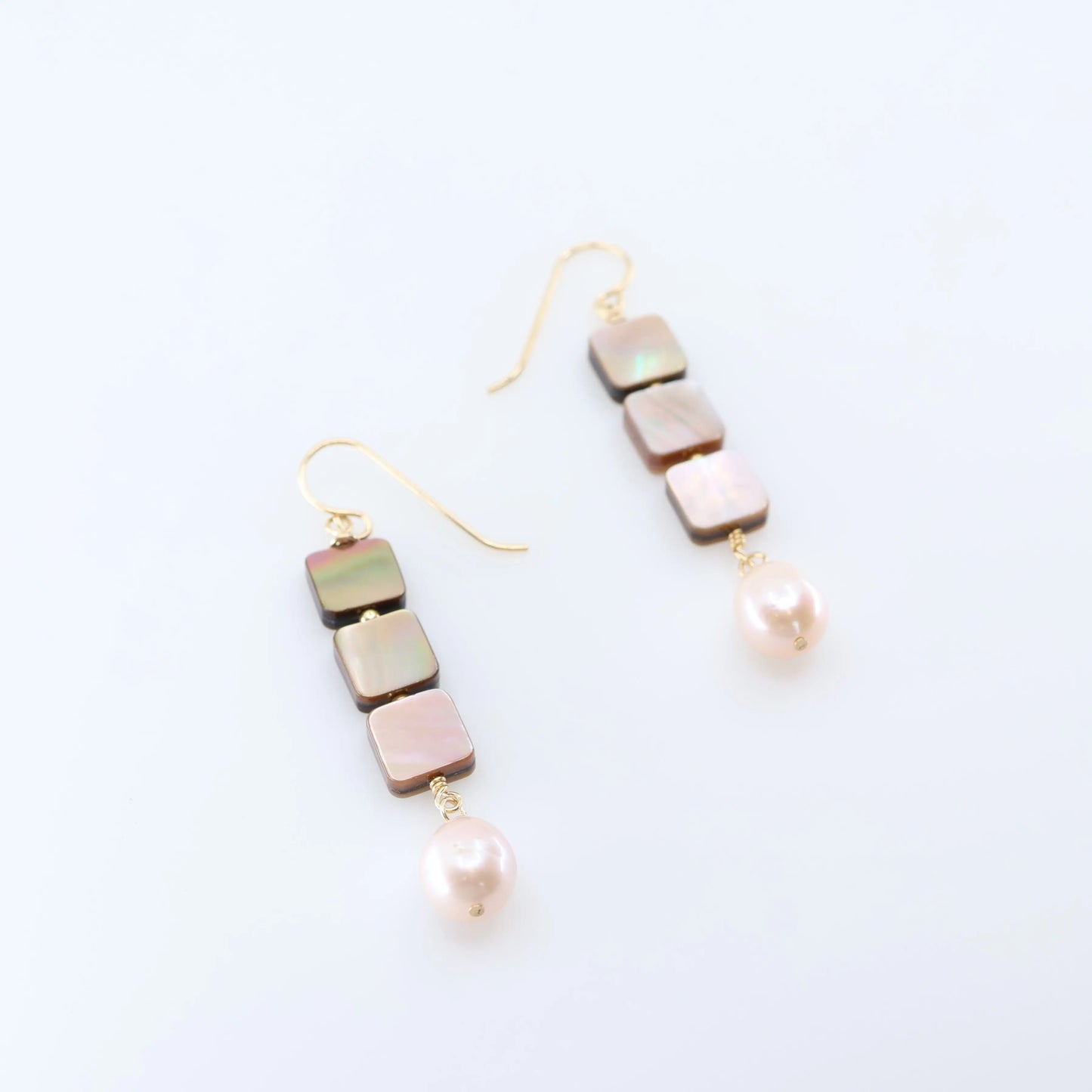 Triple Mocha Abalone and Pink Pearl Earrings J.Mills Studio