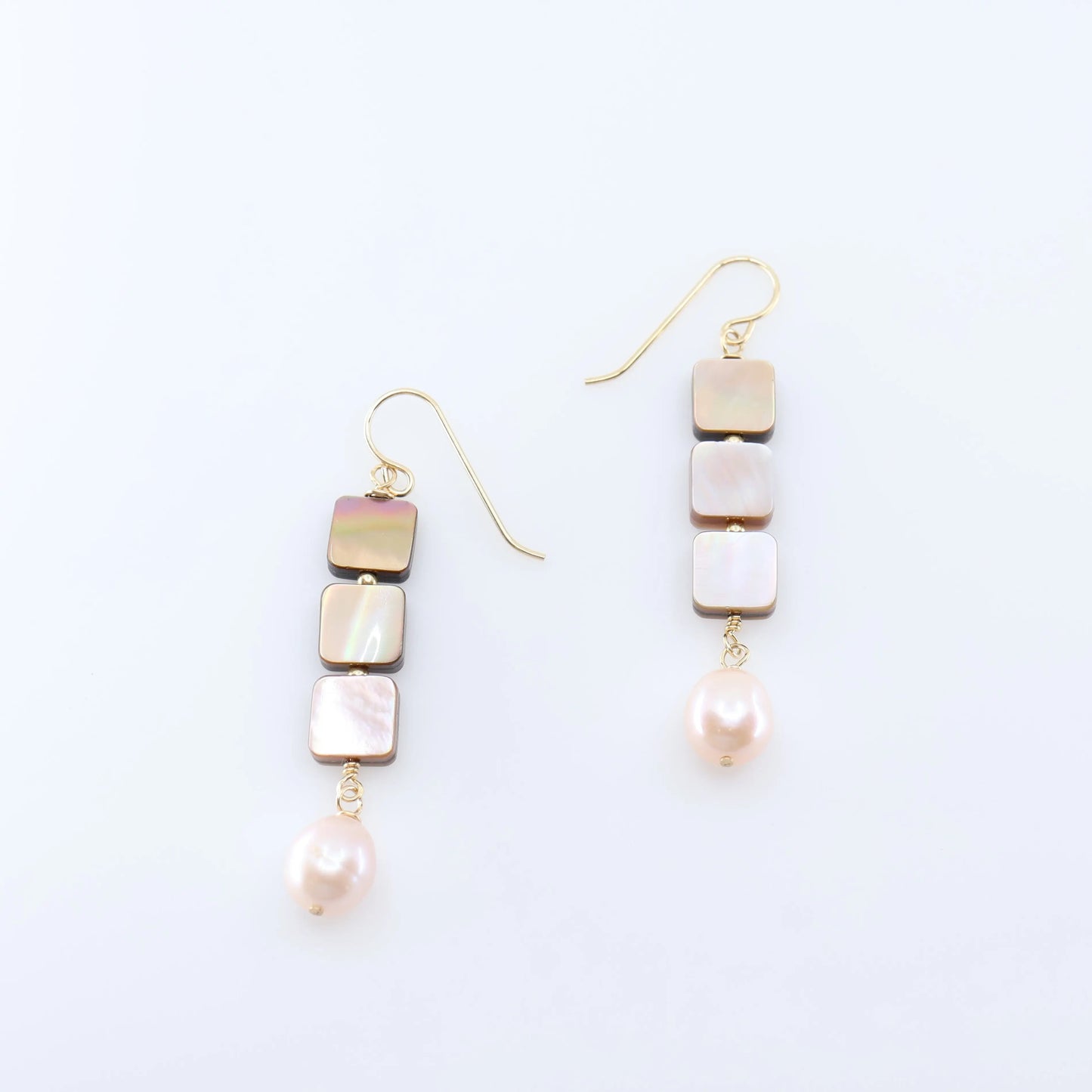 Triple Mocha Abalone and Pink Pearl Earrings J.Mills Studio