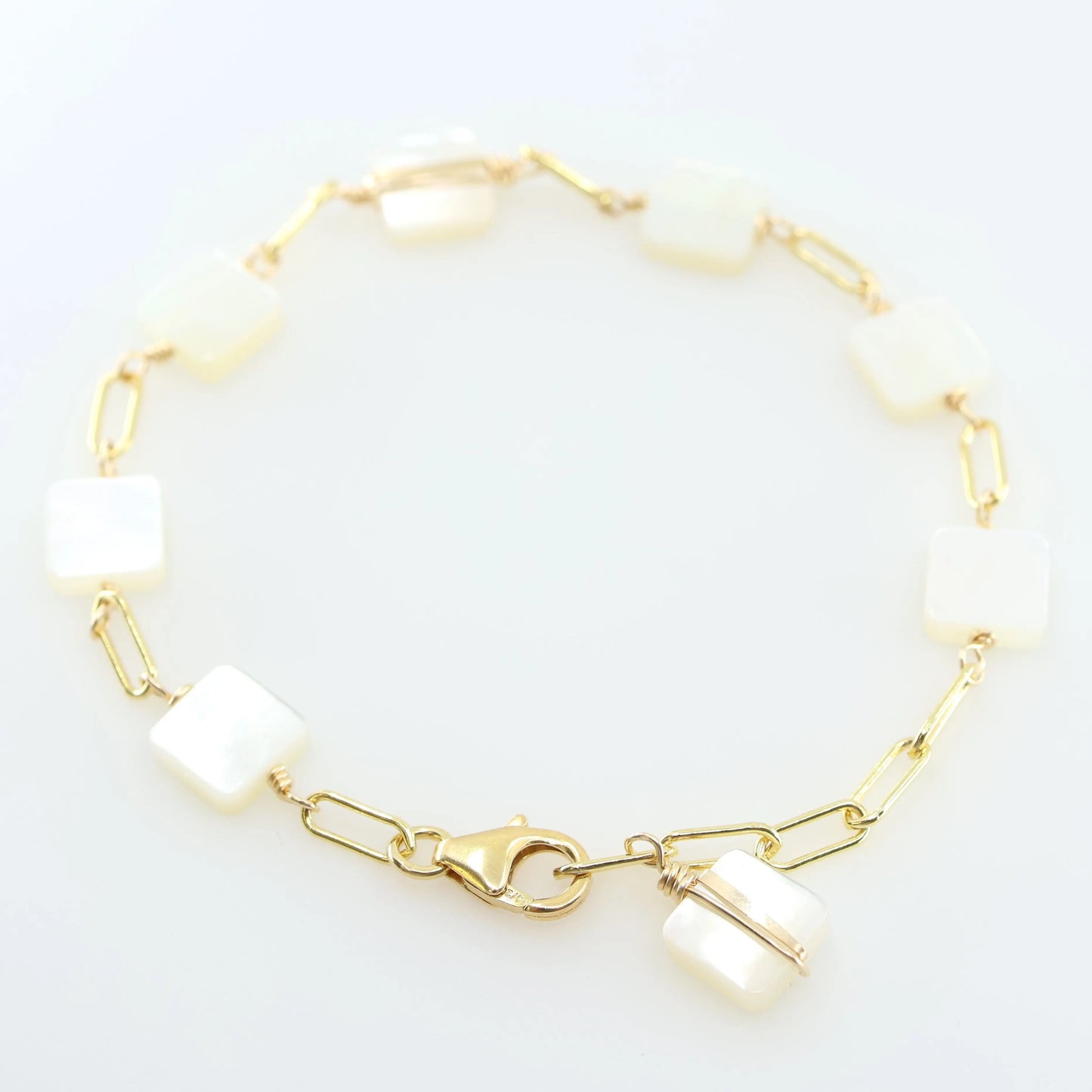 Mother of Pearl Bracelet with Forged Bar Accent J.Mills Studio