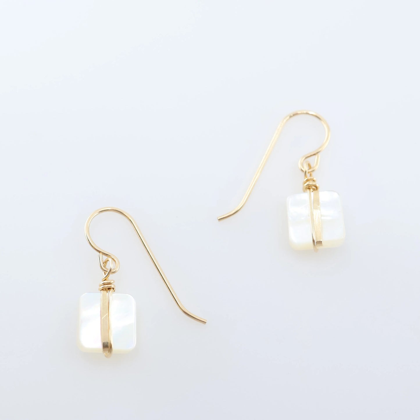 Mother of Pearl Earrings with Forged Bar Accent J.Mills Studio