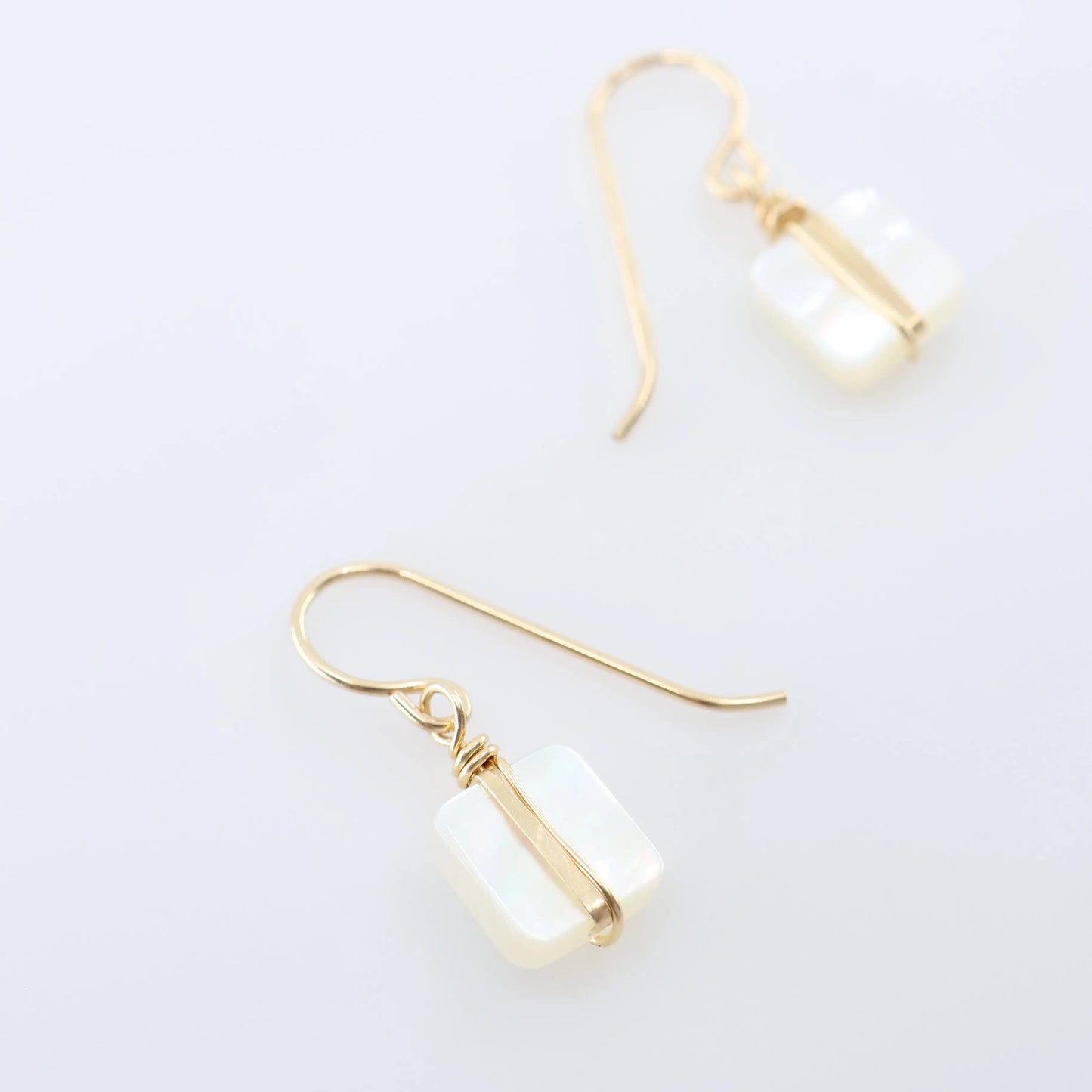 Mother of Pearl Earrings with Forged Bar Accent J.Mills Studio