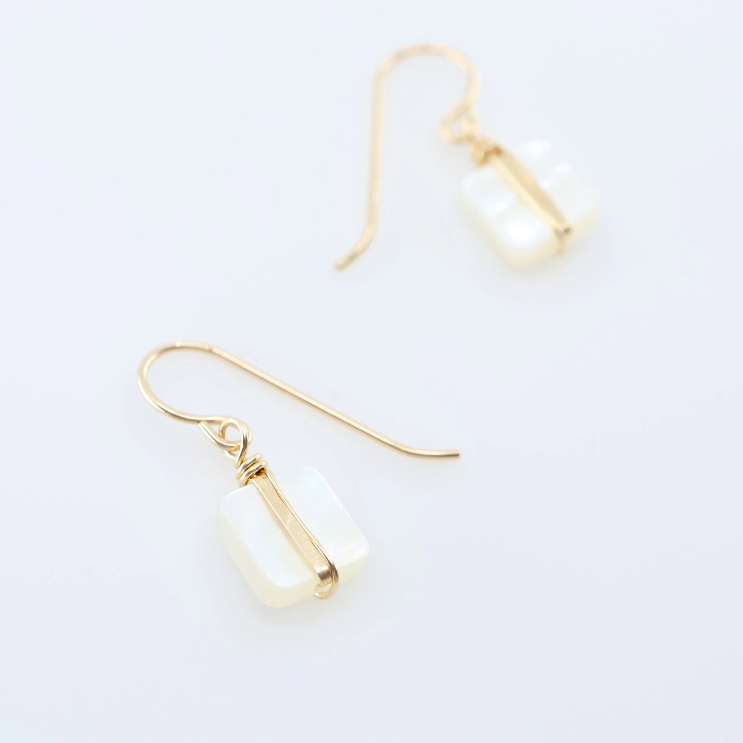 Mother of Pearl Earrings with Forged Bar Accent J.Mills Studio