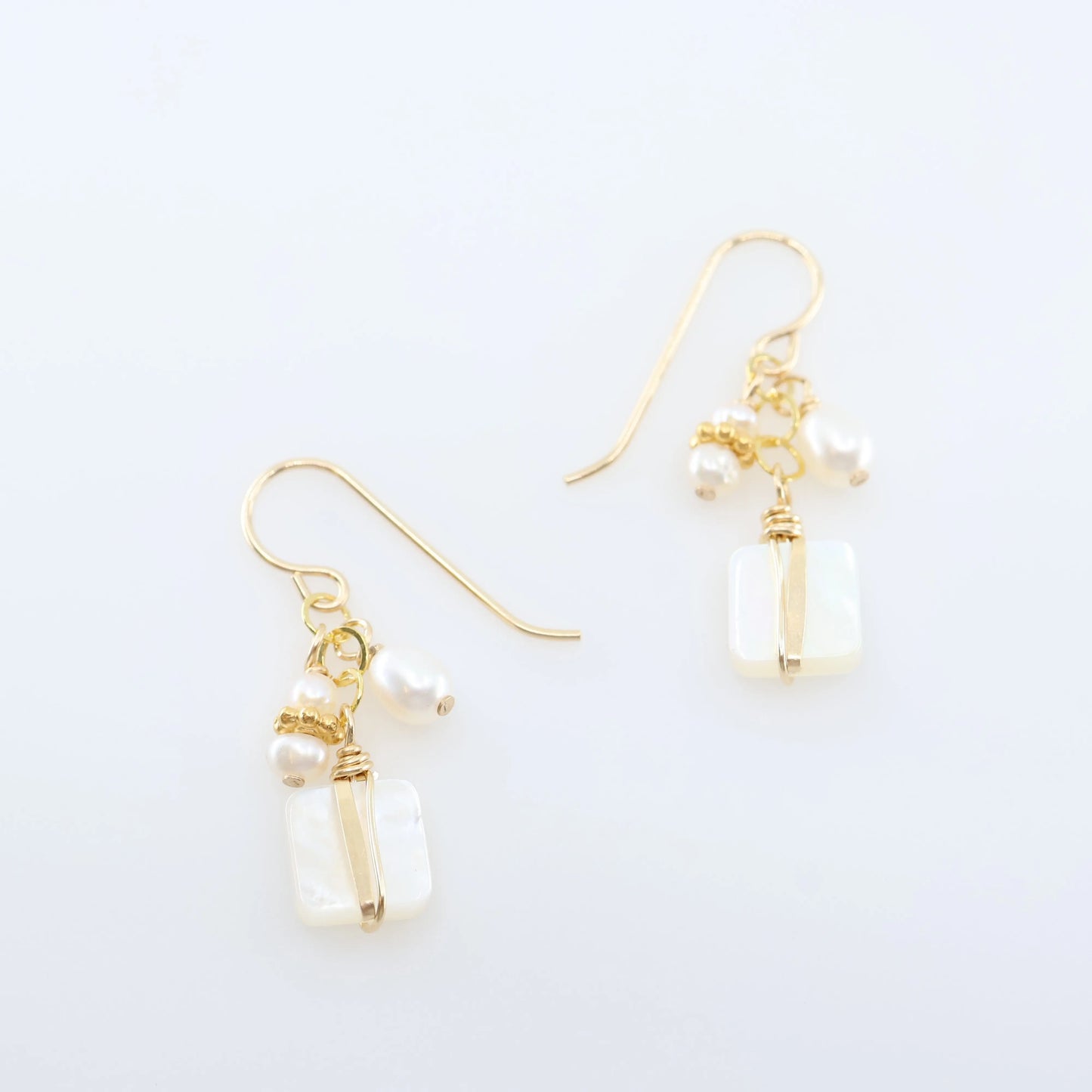 Mother of Pearl and Freshwater Pearl Cluster Earrings J.Mills Studio