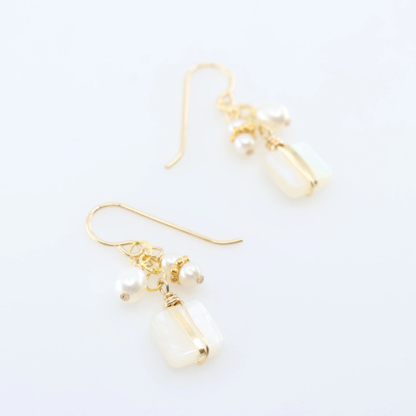 Mother of Pearl and Freshwater Pearl Cluster Earrings J.Mills Studio