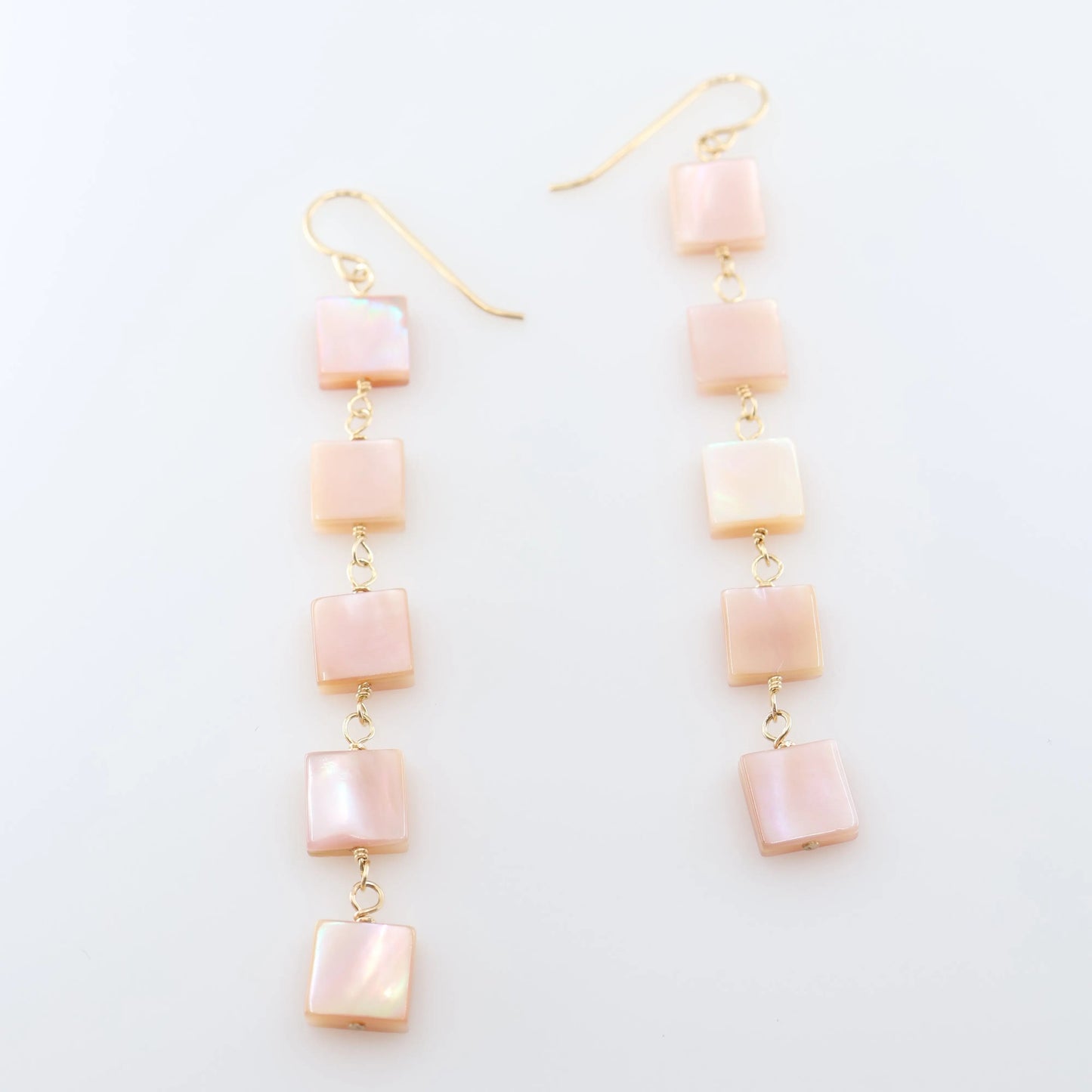 Pink Mother of Pearl Square Drop Earrings J.Mills Studio