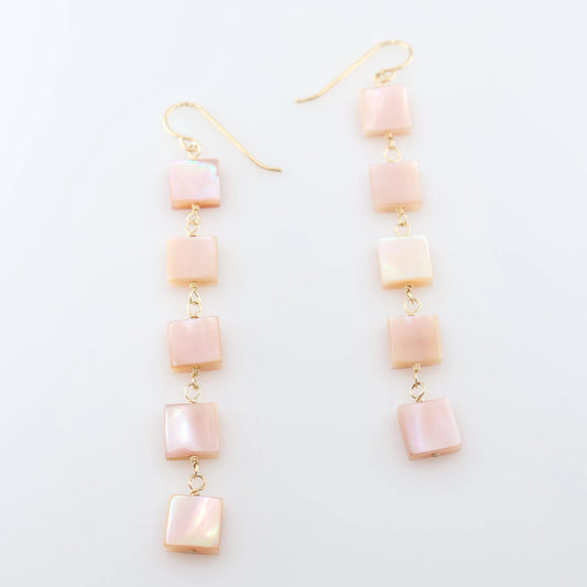 Pink Mother of Pearl Square Drop Earrings J.Mills Studio
