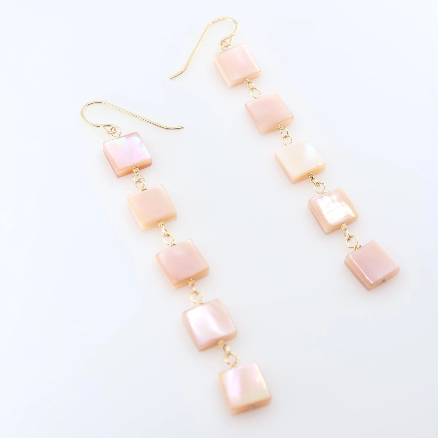 Pink Mother of Pearl Square Drop Earrings J.Mills Studio