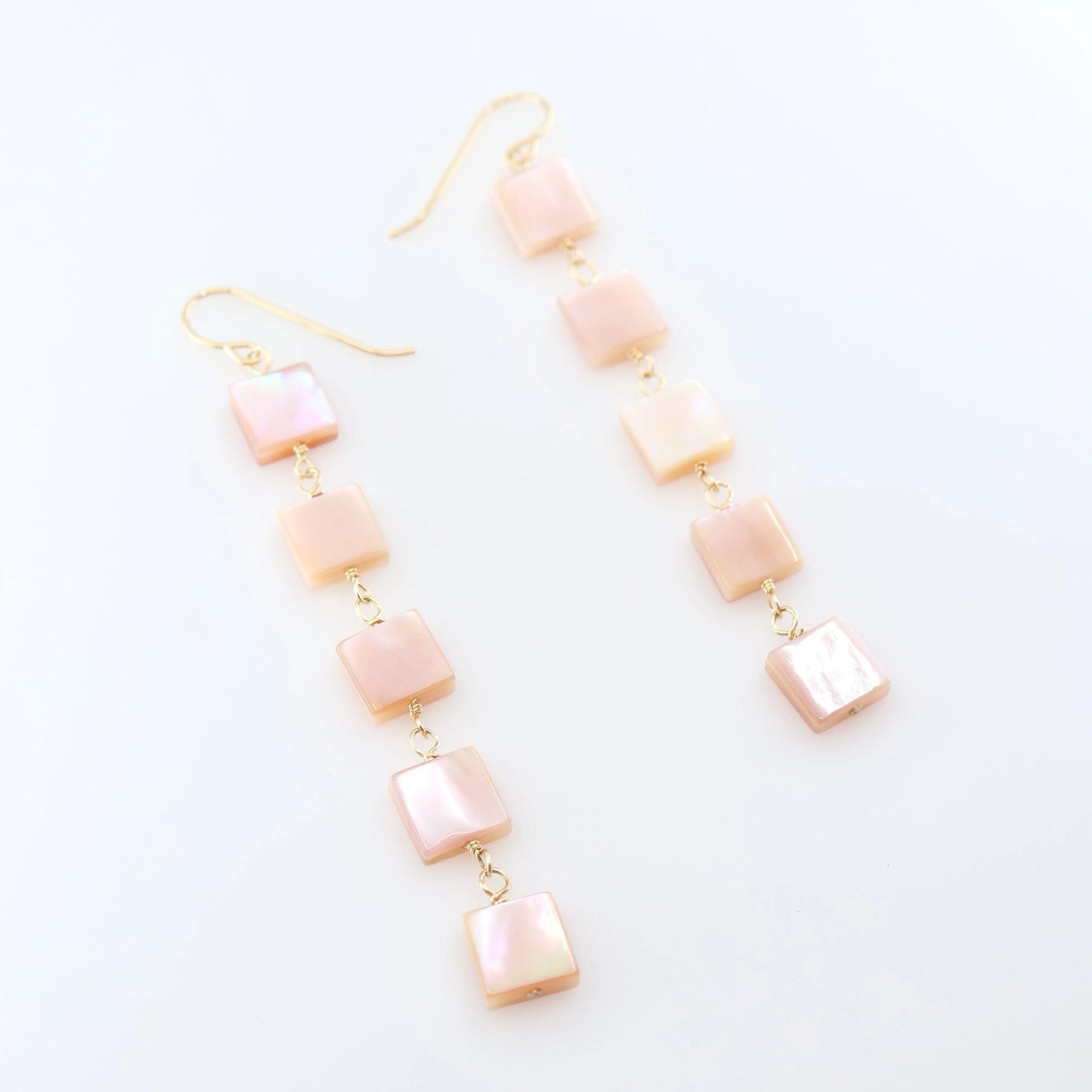 Pink Mother of Pearl Square Drop Earrings J.Mills Studio