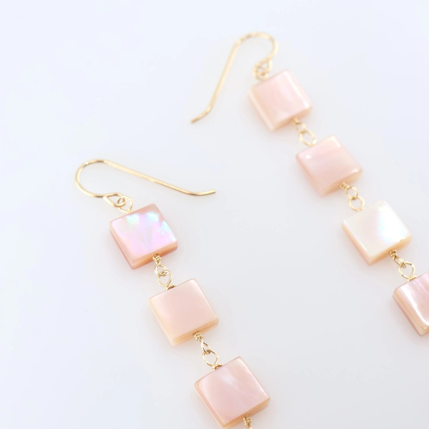 Pink Mother of Pearl Square Drop Earrings J.Mills Studio