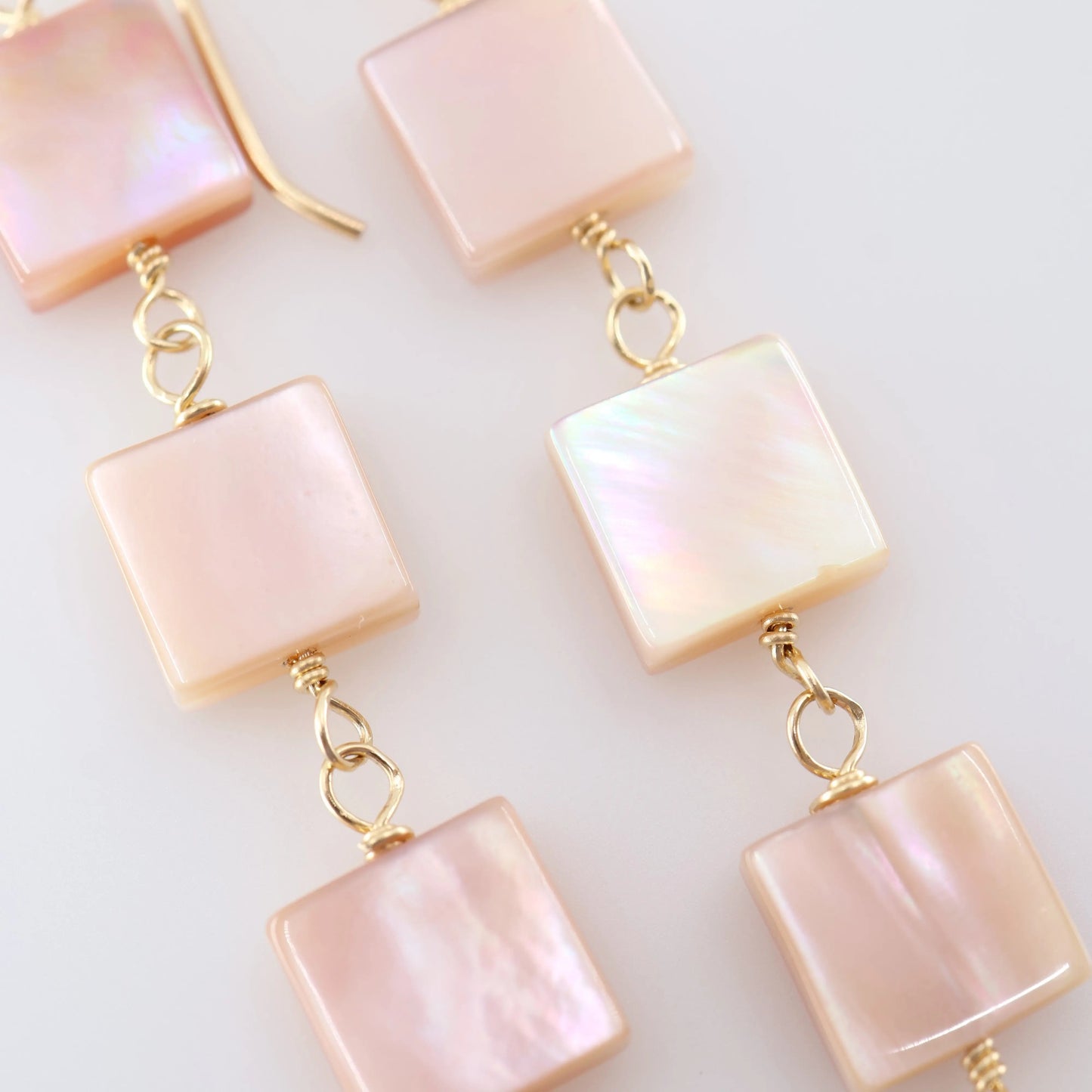 Pink Mother of Pearl Square Drop Earrings J.Mills Studio