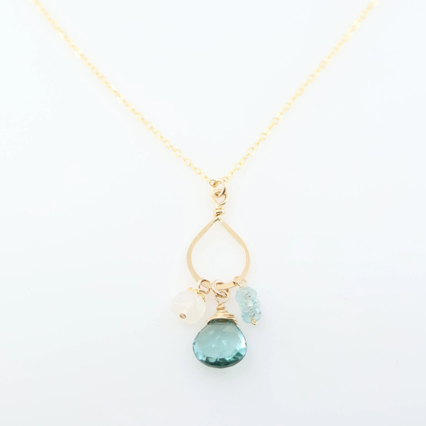 Forged Teardrop, Aquamarine & Ethiopian Opal Gemstone Necklace J.Mills Studio