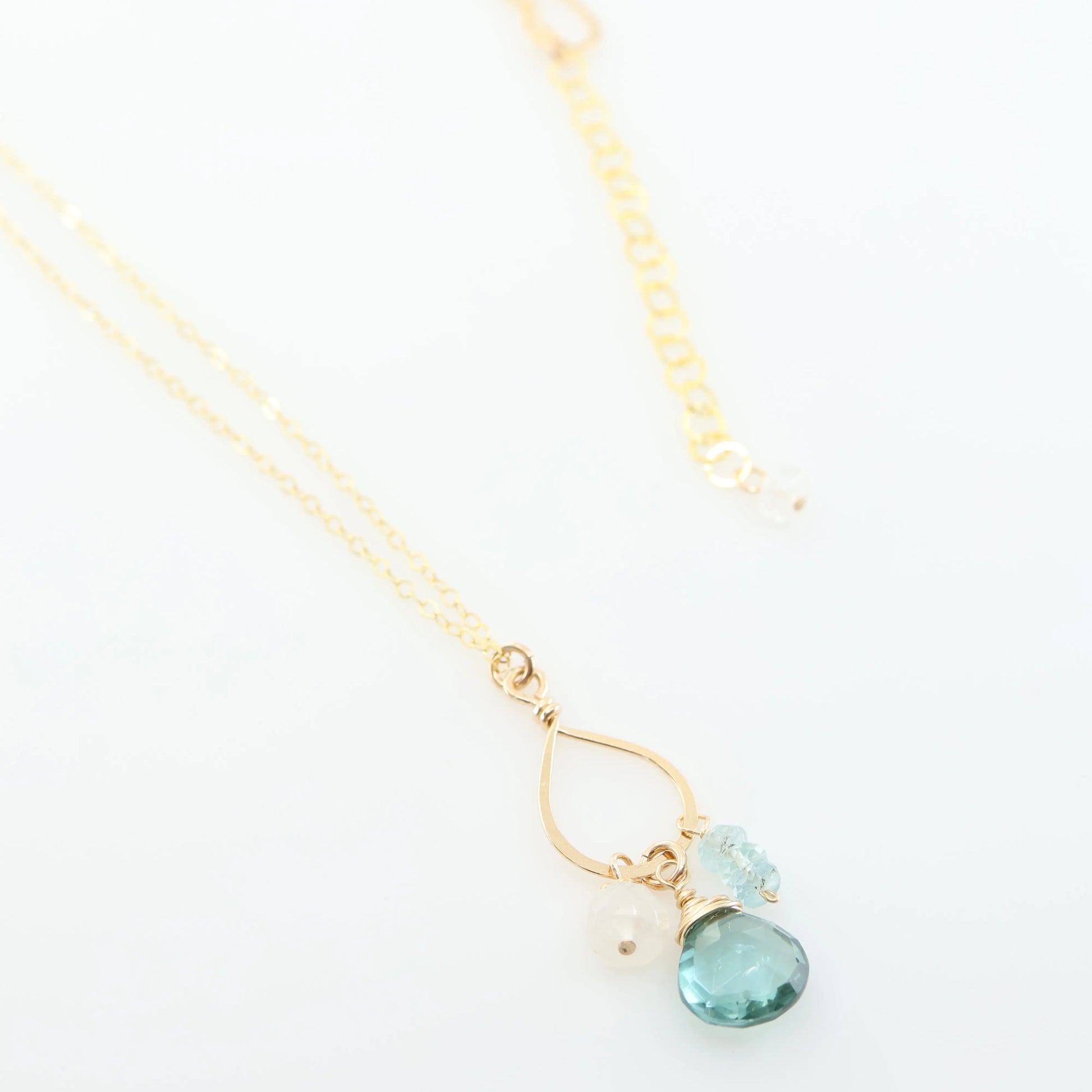 Forged Teardrop, Aquamarine & Ethiopian Opal Gemstone Necklace J.Mills Studio