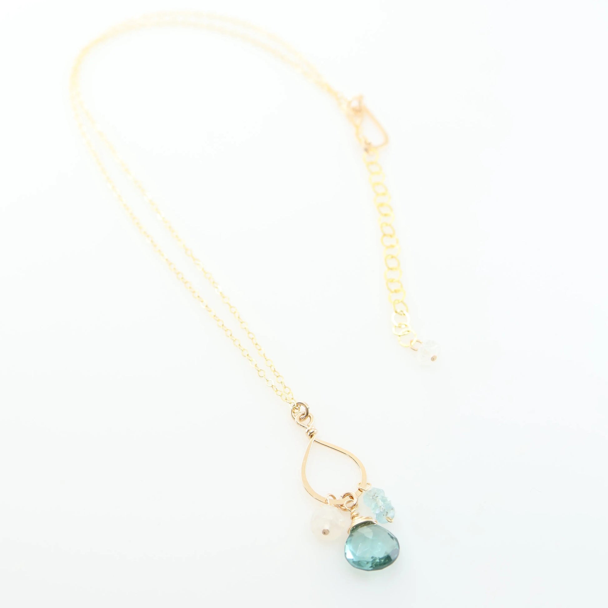 Forged Teardrop, Aquamarine & Ethiopian Opal Gemstone Necklace J.Mills Studio