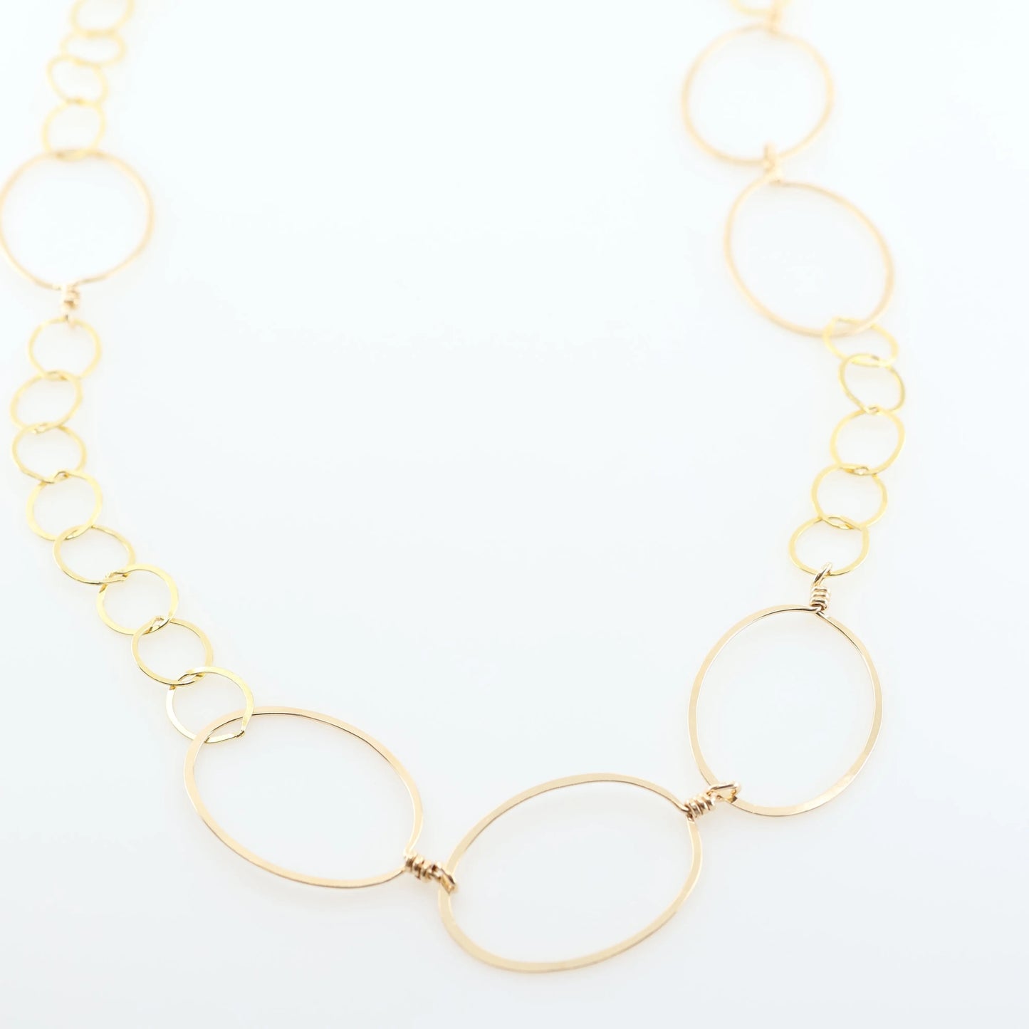 20" Forged Oval and Chain Necklace with Coin Pearl Drop J.Mills Studio