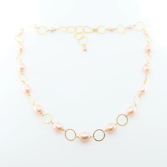 Large Pink Rice Pearl Necklace J.Mills Studio
