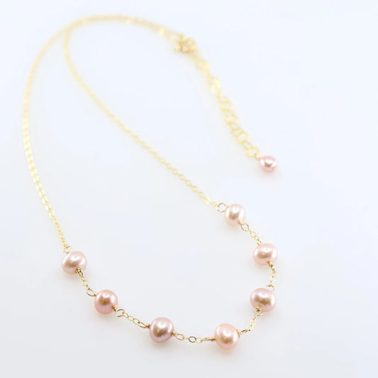 7 Drop Pink Freshwater Pearl Necklace J.Mills Studio