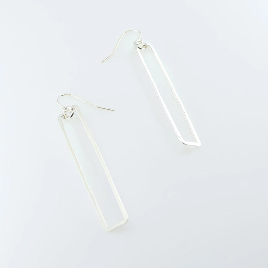 Forged Rectangle Earrings with Crystal Center J. Mills Studio