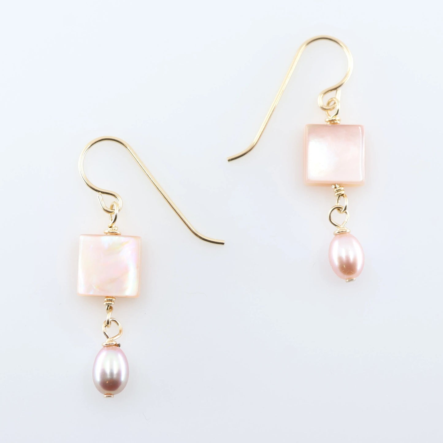Pink Mother of Pearl & Pink Pearl Earrings J.Mills Studio