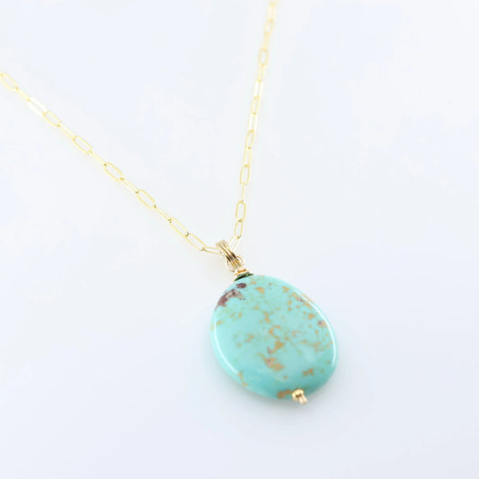 Kingman Turquoise Necklace on Paperclip Chain J.Mills Studio