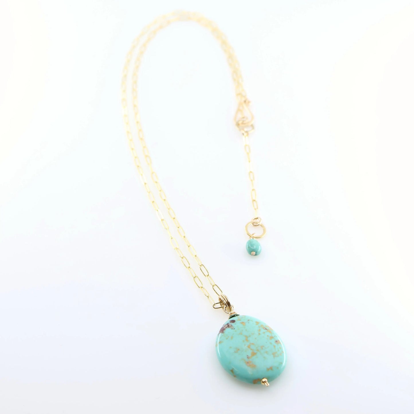 Kingman Turquoise Necklace on Paperclip Chain J.Mills Studio