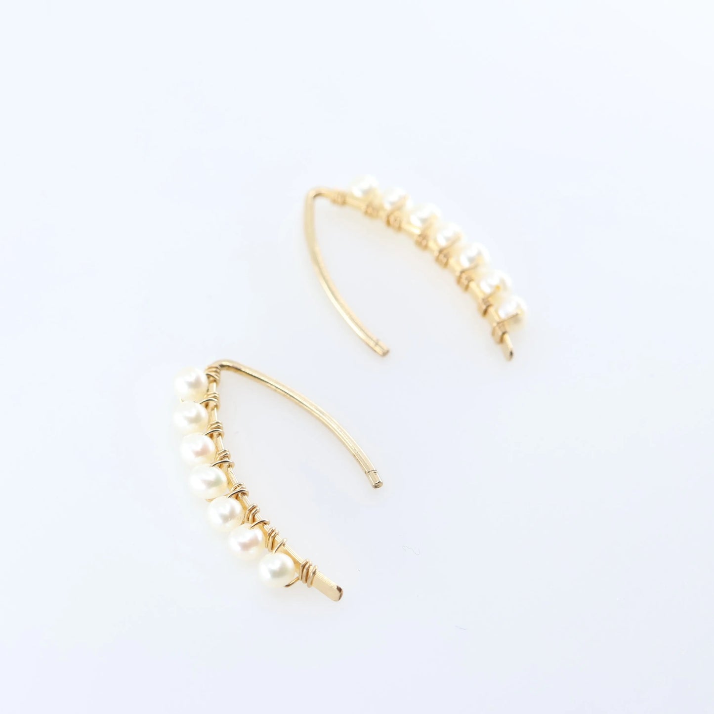 Curved Bar Drop Threader Earrings, 3 stone options J.Mills Studio