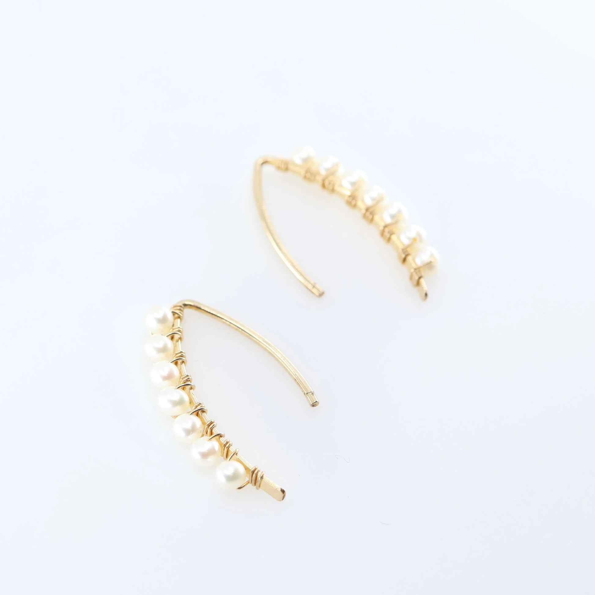 Curved Bar Drop Threader Earrings, 3 stone options J.Mills Studio