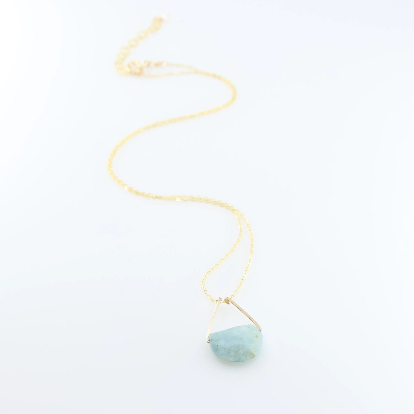 Forged Triangle Bail Necklace with Half-Moon Cut Gemstone, 8 Stone Options J. Mills Studio