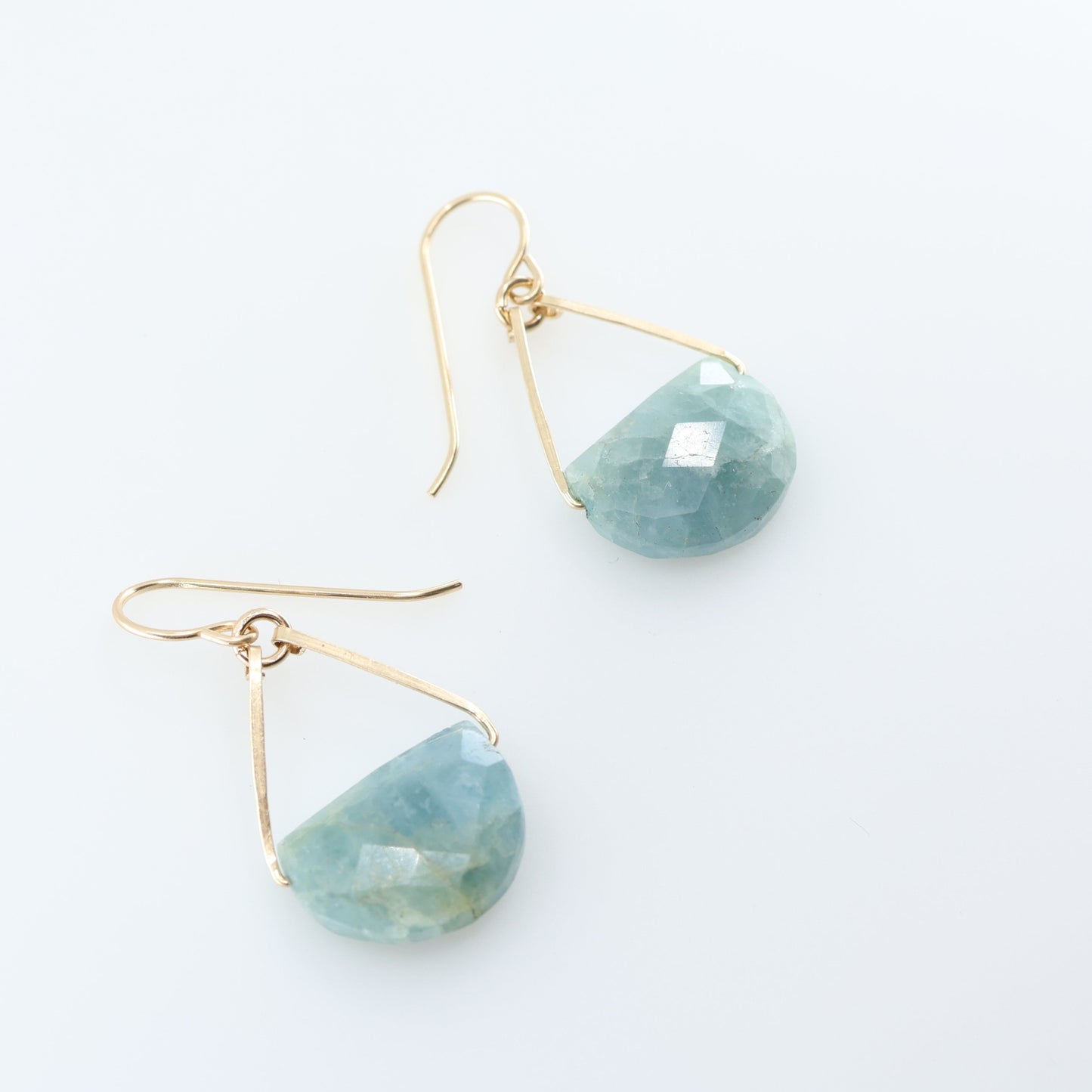 Forged Earrings with Half Moon Cut Gemstone, 8 Stone Options J.Mills Studio