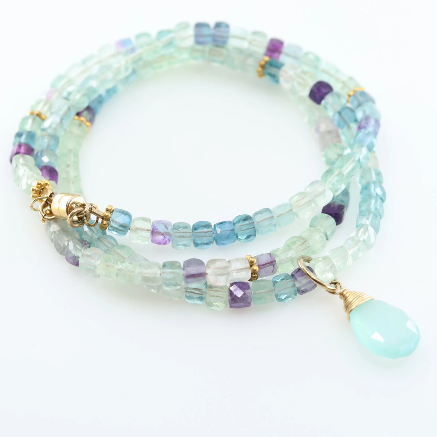 Rainbow Fluorite Wrap Bracelet or Necklace J.Mills Studio