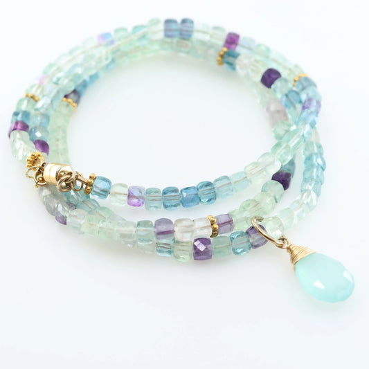 Rainbow Fluorite Wrap Bracelet or Necklace J.Mills Studio