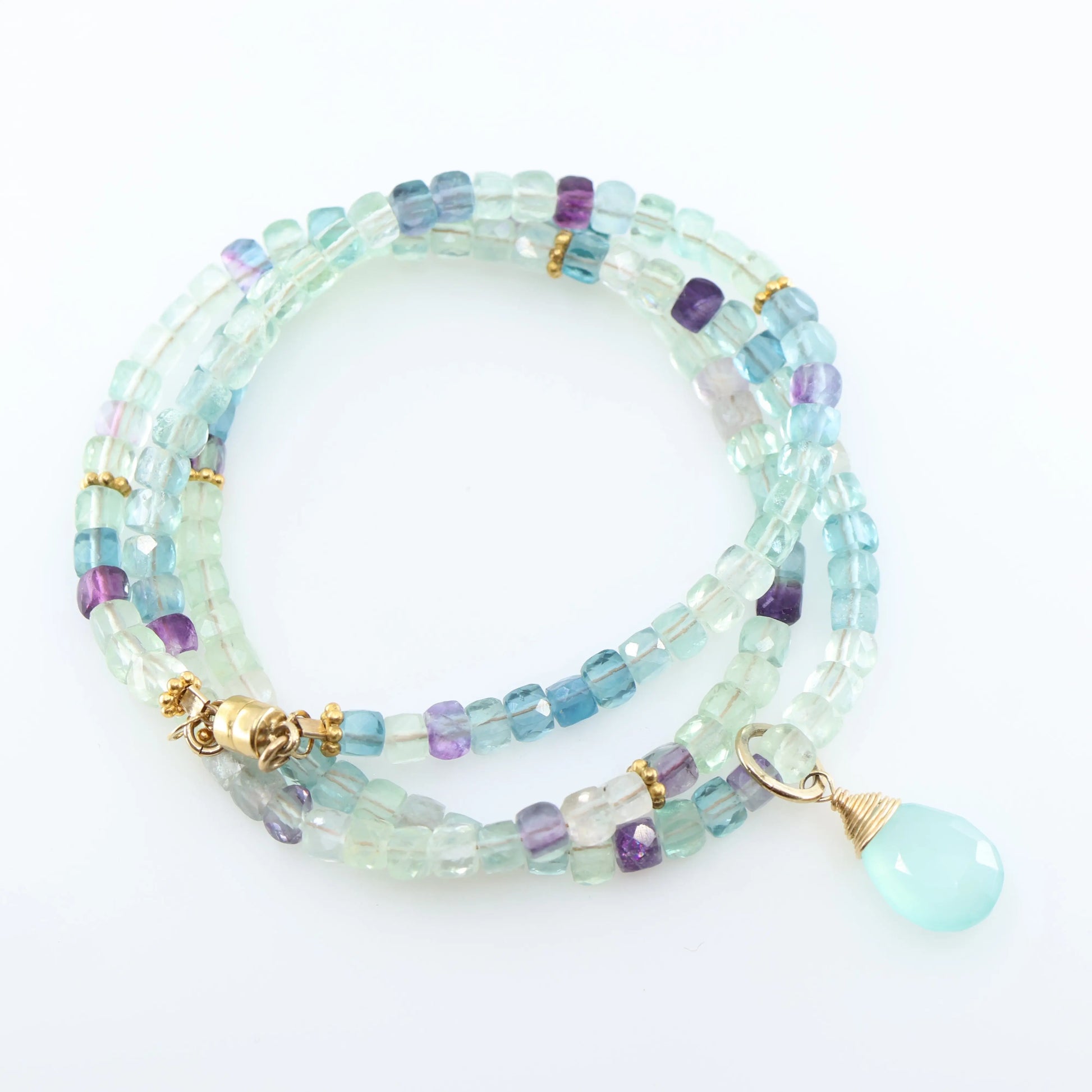 Rainbow Fluorite Wrap Bracelet or Necklace J.Mills Studio
