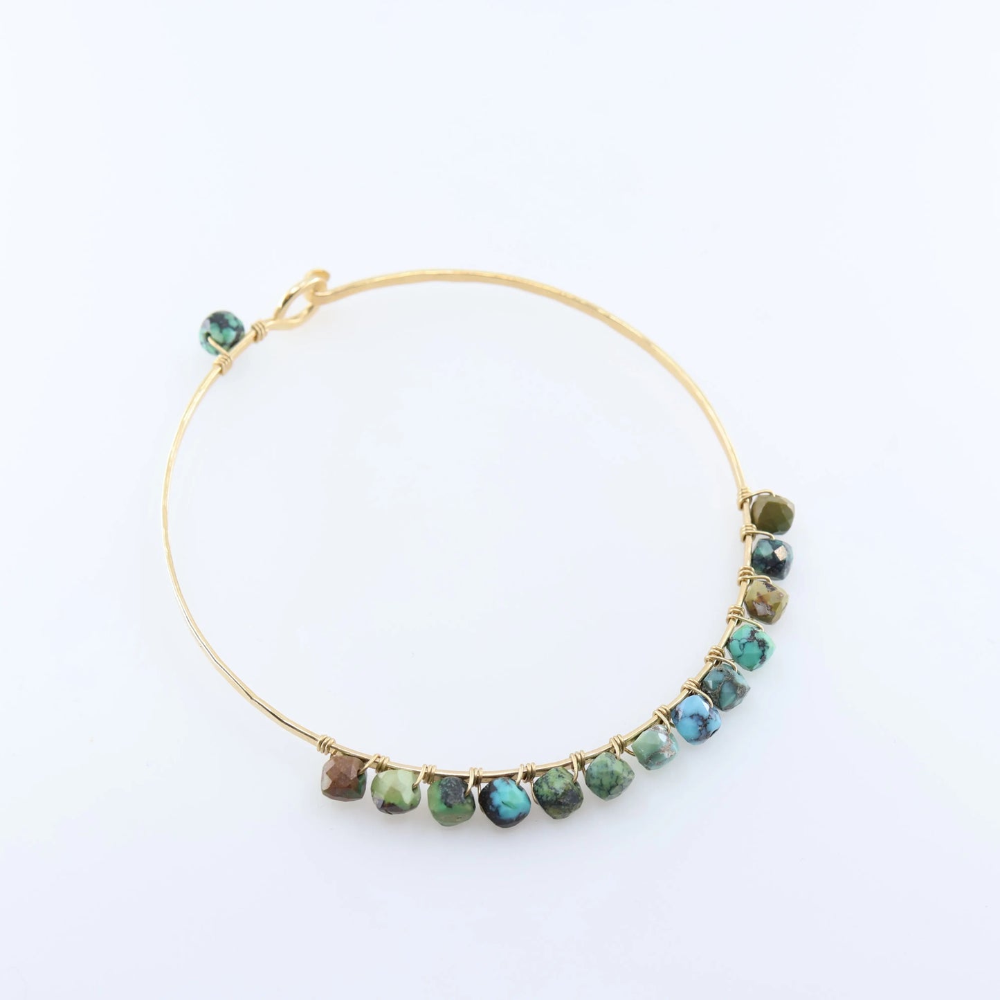Forged Bangle with Green Turquoise J.Mills Studio