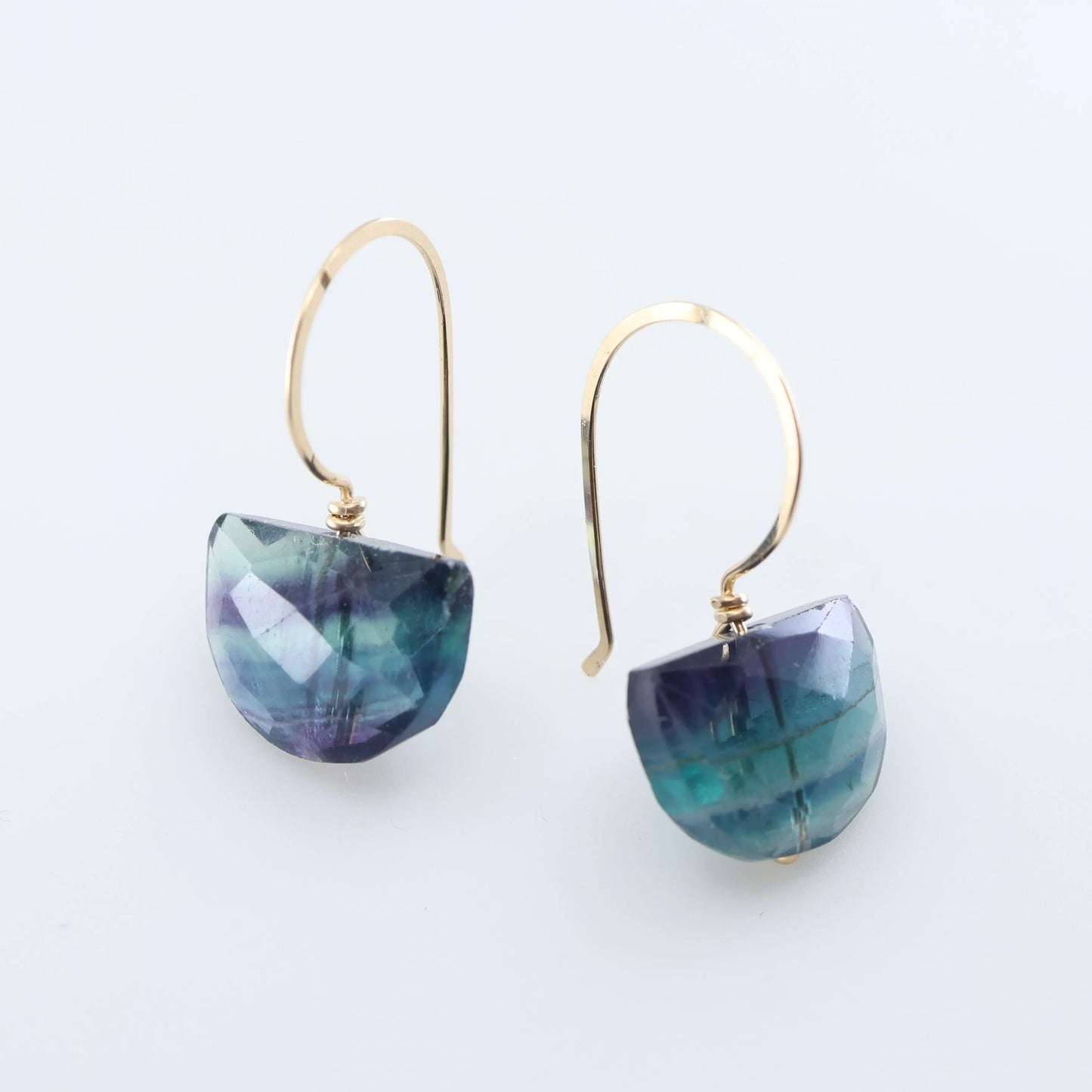Hand Forged Ear-wire with Rainbow Fluorite Gemstone J.Mills Studio