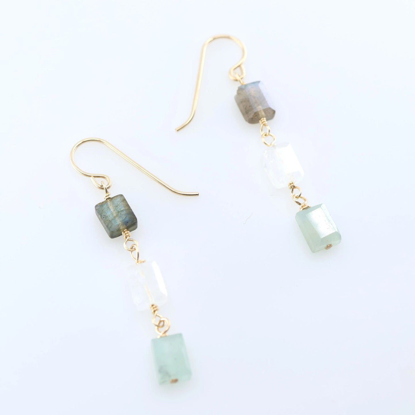 Mixed Rectangle Gemstone Triple Drop Earrings J.Mills Studio