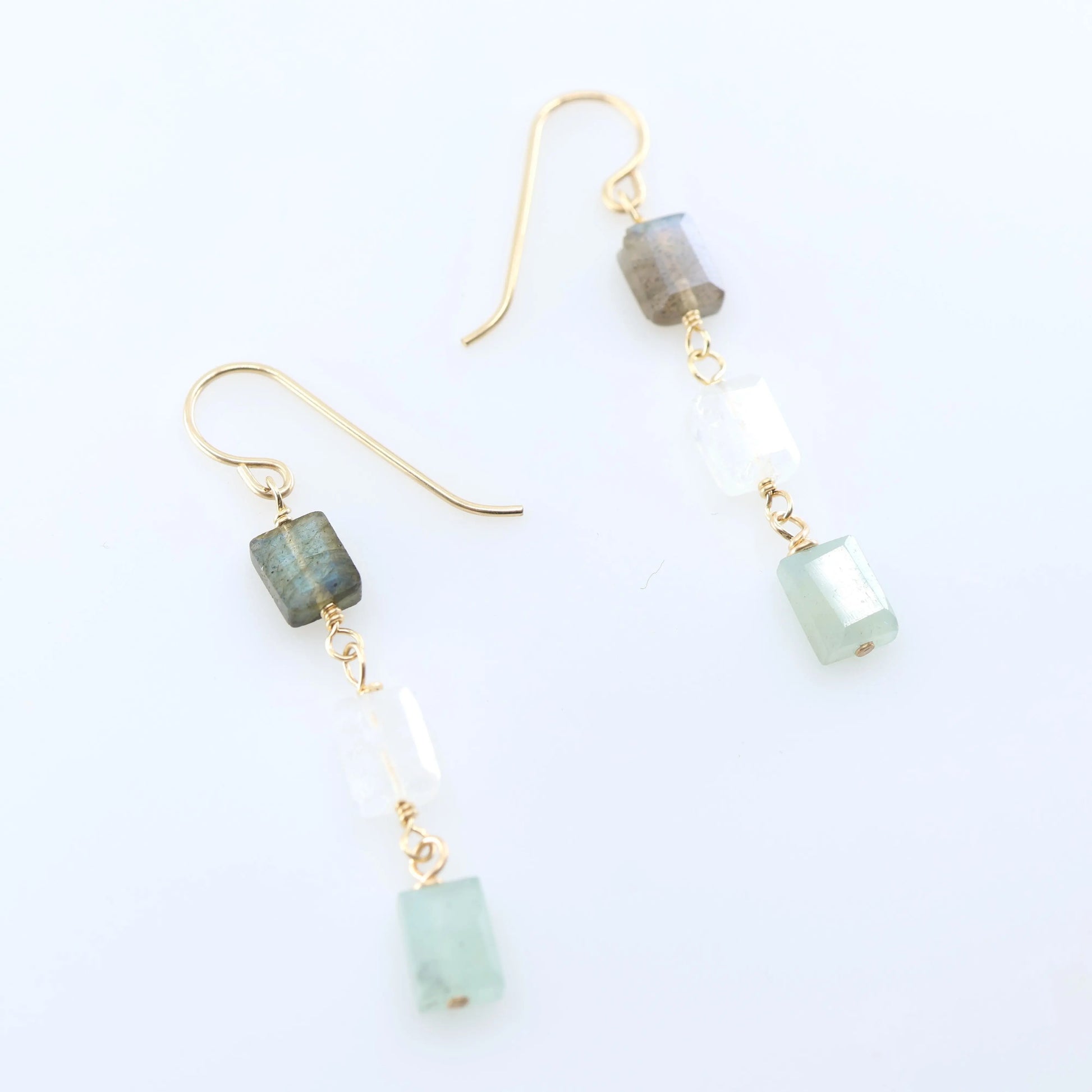 Mixed Rectangle Gemstone Triple Drop Earrings J.Mills Studio