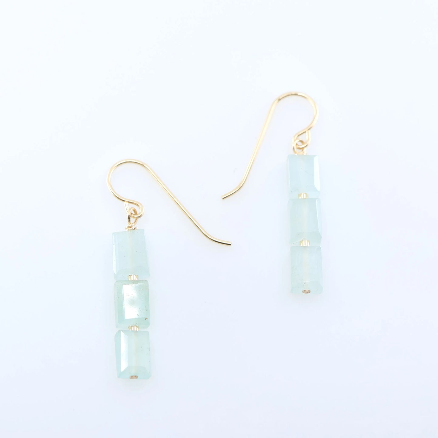 Milky Aquamarine Rectangle Stack Earrings J.Mills Studio