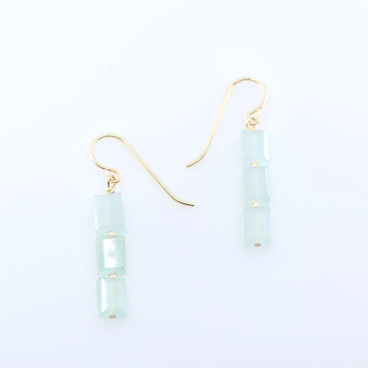 Milky Aquamarine Rectangle Stack Earrings J.Mills Studio