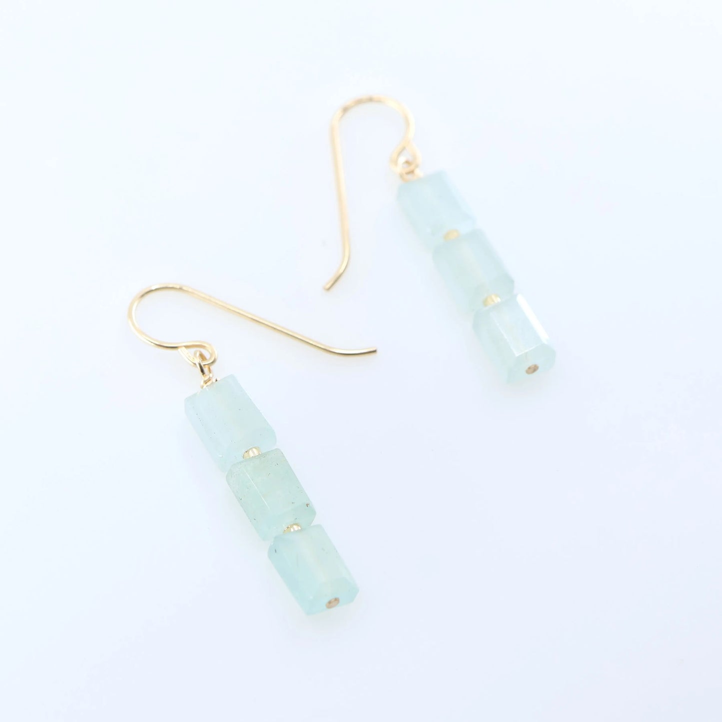 Milky Aquamarine Rectangle Stack Earrings J.Mills Studio
