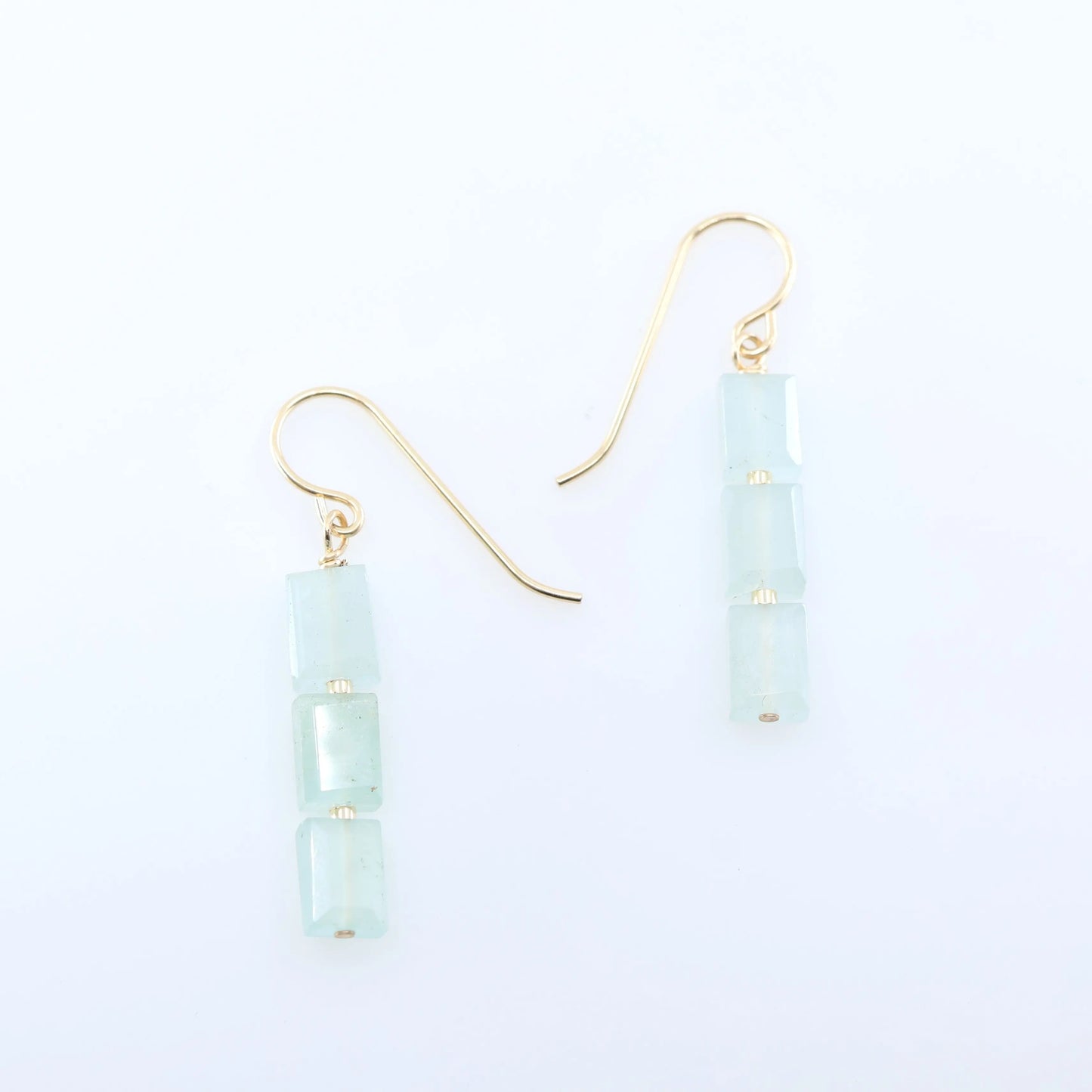 Milky Aquamarine Rectangle Stack Earrings J.Mills Studio