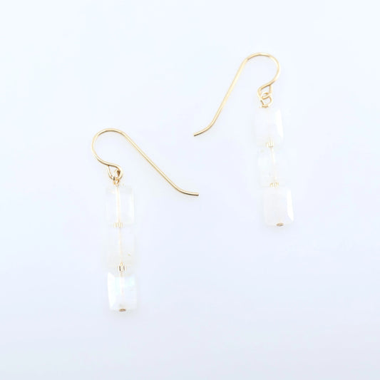 Rainbow Moonstone Rectangle Stack Earrings J.Mills Studio
