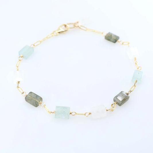 Small Rectangle Cut Mixed Gemstone Bracelet J.Mills Studio