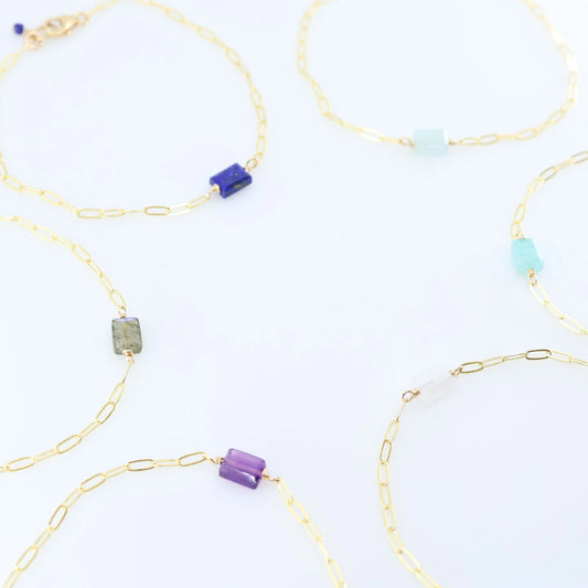 Single Rectangle Cut Gemstone Bracelet J.Mills Studio