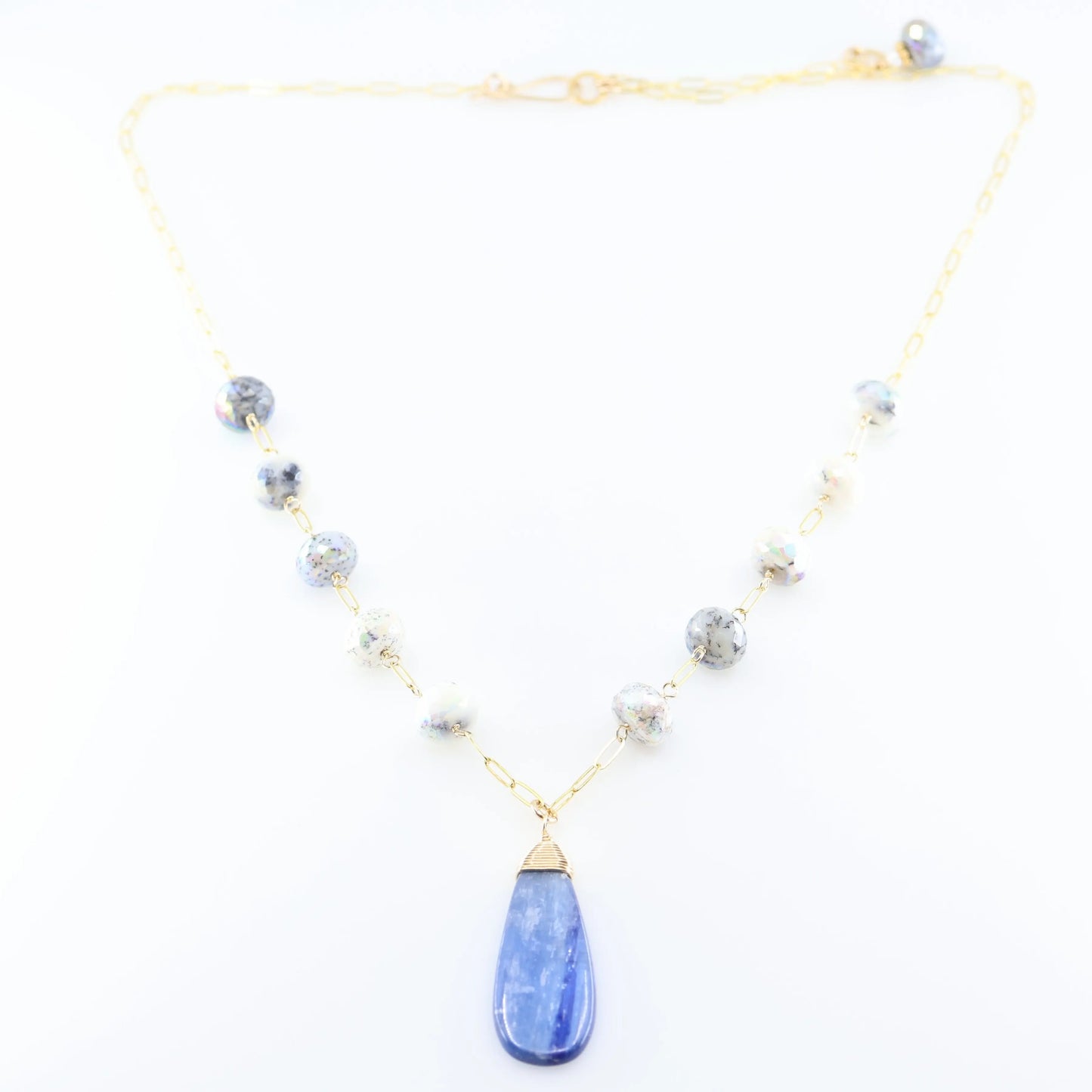 AB Dendrite Opal and Kyanite Gemstone Necklace J.Mills Studio
