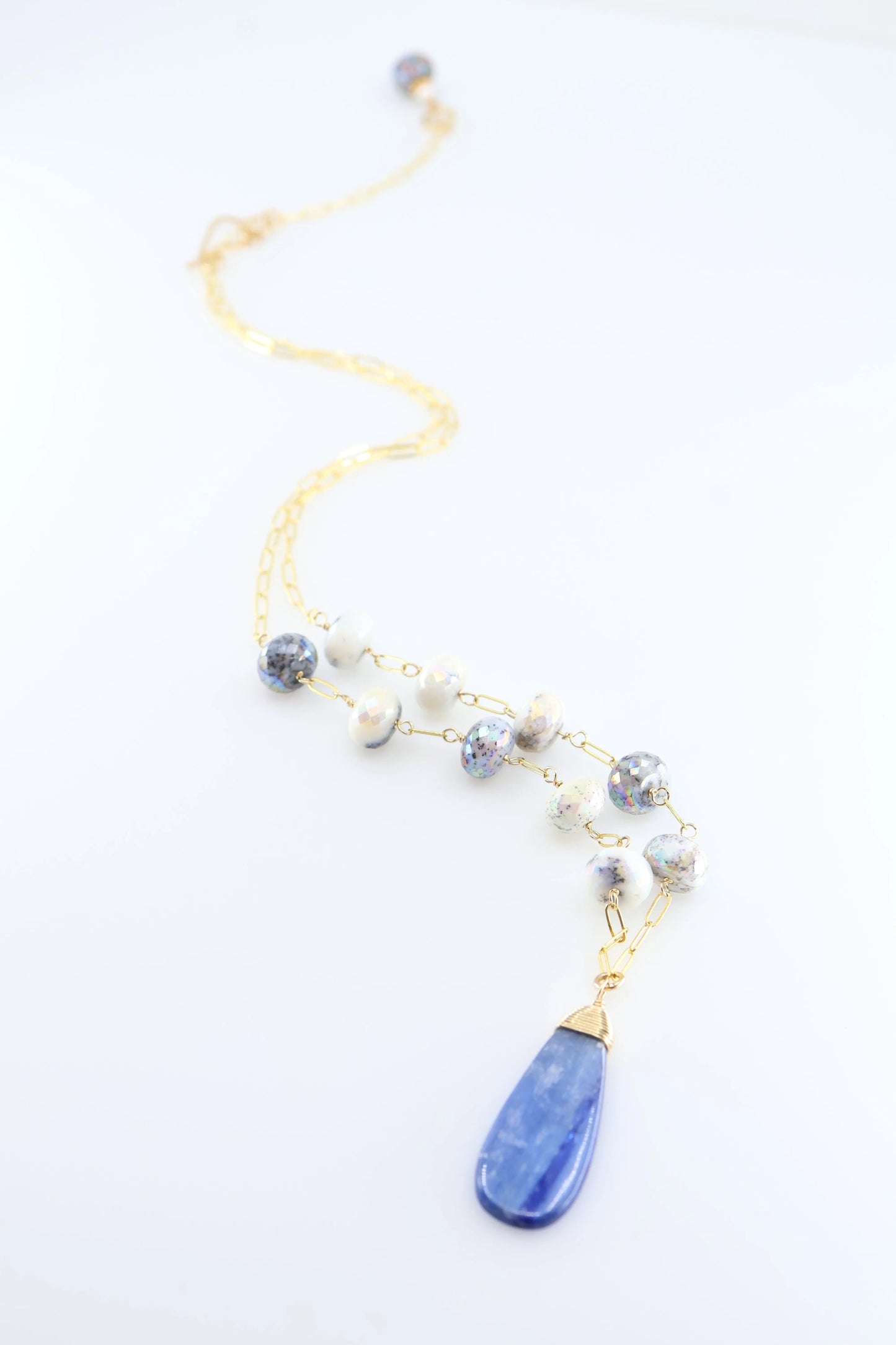 AB Dendrite Opal and Kyanite Gemstone Necklace J.Mills Studio