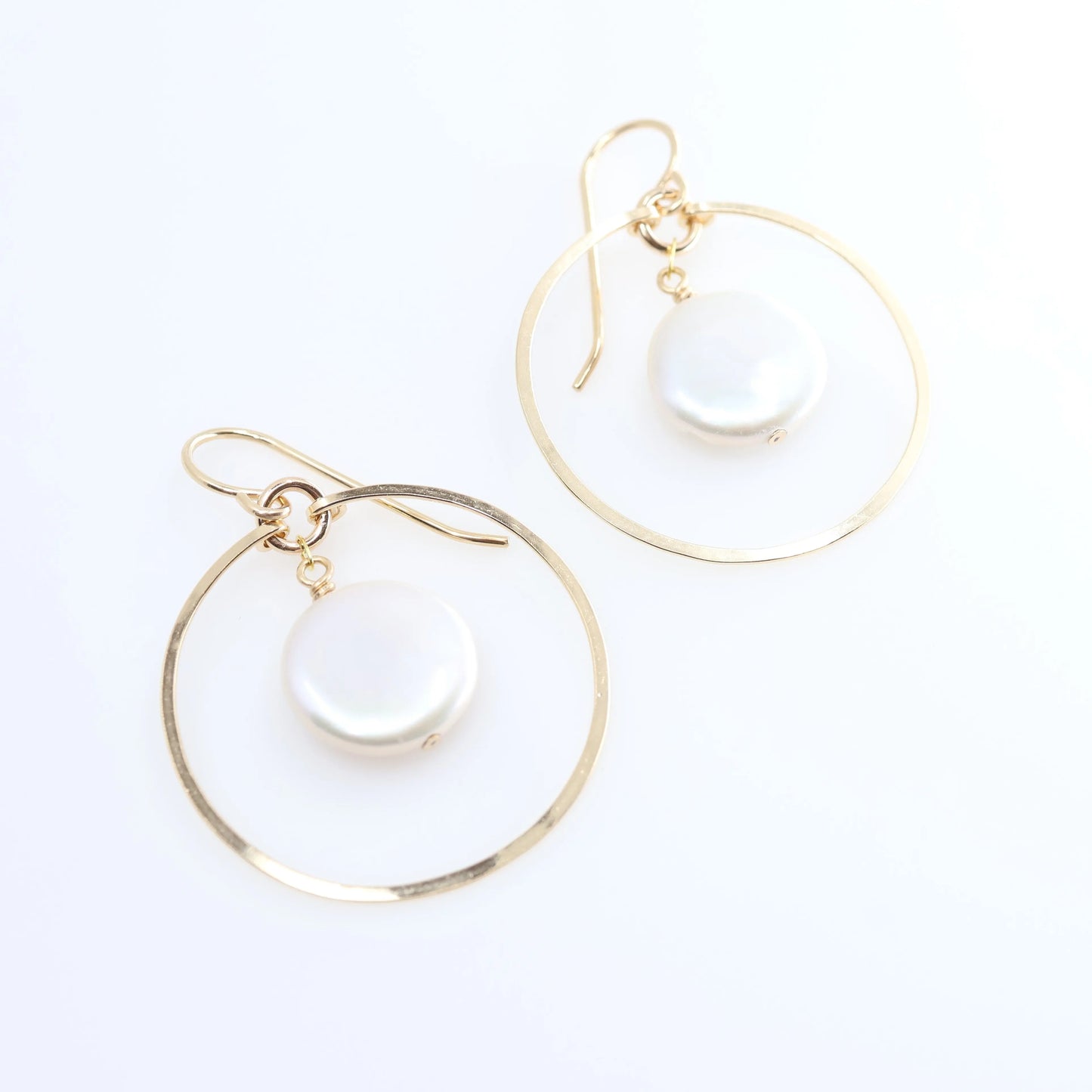 Forged Circle Earrings with Center Stone, 2 Options J.Mills Studio