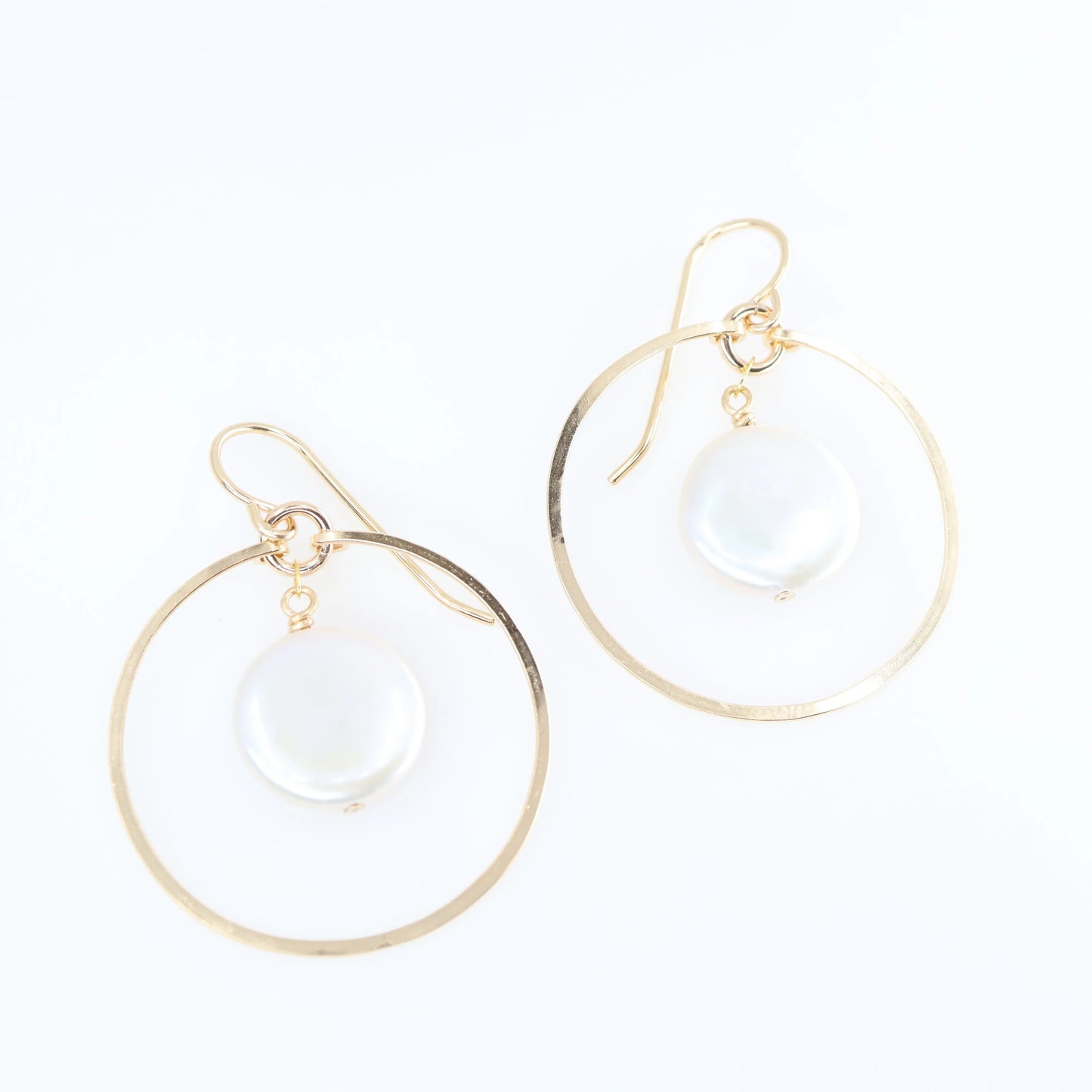 Forged Circle Earrings with Center Stone, 2 Options J.Mills Studio